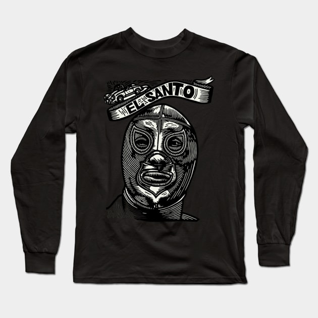 Feel-Ink Enmascarado Plata Mexican Wrestler Legend El Santo Long Sleeve T-Shirt by FeelInksense